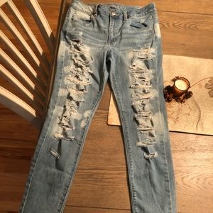 American Eagle Ripped High-Rise Skinny Jeans